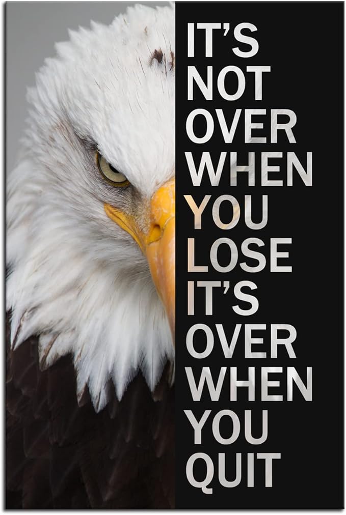 WYJZDZQ8 Animal Motivational Canvas Office Print Wall Art Eagle Inspirational Picture Animal Poster Painting Modern Inspiring Artwork for Home Living Room Office Decor Ready to Hang [12''W x 18''H]