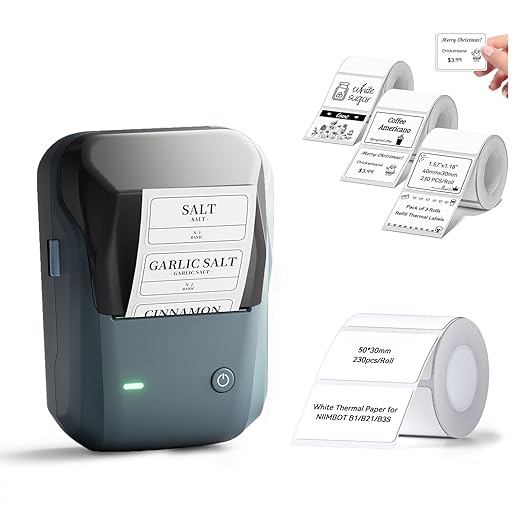 NIIMBOT B1 Label Maker with Tapes, 2 Inch Portable Thermal Label Printer for Home School Office Small Business, Address, Bakery, Crafts, Retail, Support Smartphones & PC，Dark Blue