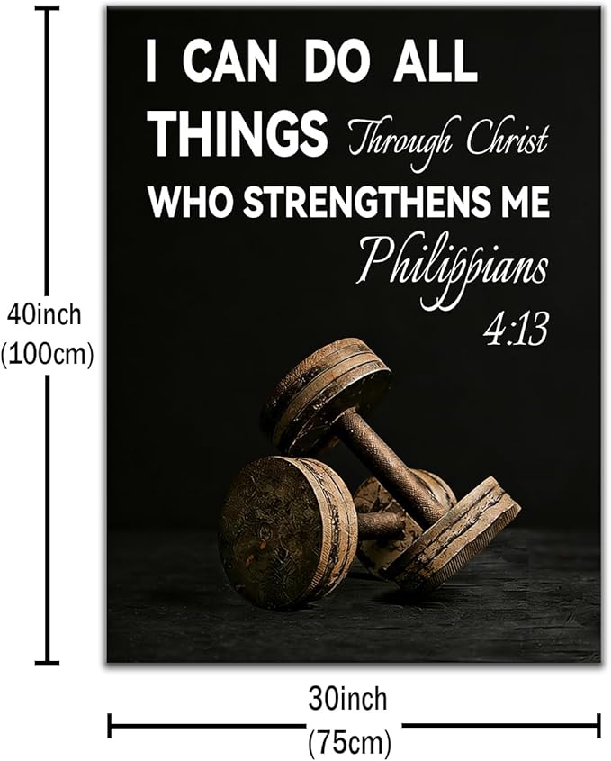 I Can Do All Things Motivational Office Wall ArtPositive Quotes Design Resilience Inspirational Picture Print Wall Decor Artwork for Modern Living Room School Gym Stretched and Framed [30''W X 40''H]