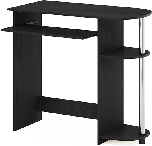 Furinno Simplistic Easy Assembly Computer Desk, with Keyboard Tray, Americano/Stainless Steel