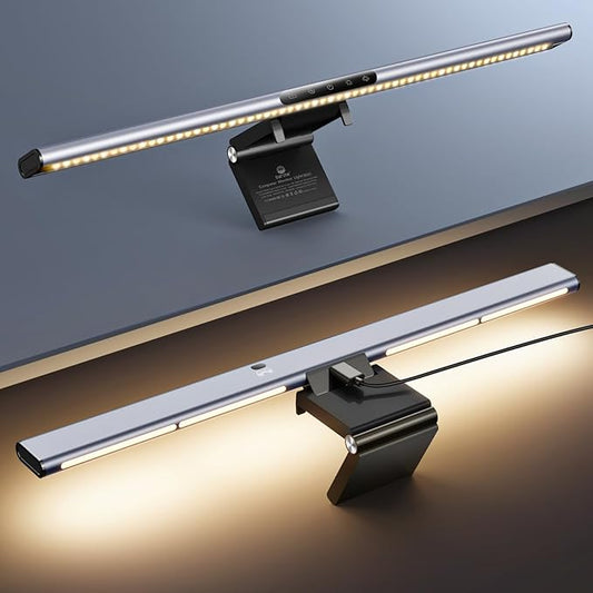 Syrinx Computer Monitor Light Bar with Backlight for Home Office, Eye-Caring USB LED Reading Lamp, Dimmable Screen Monitor Lamp, Smart Motion Sensor, Touch Control, CRI 95+, No Screen Glare for Basic