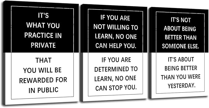 Inspirational Wall Art 3 Piece Practice Entrepreneur quote Motivational Poster Canvas Prints Artwork for Office Living Room Modern Home Decor Painting Pictures Stretched and Framed [36''Wx 16''H]