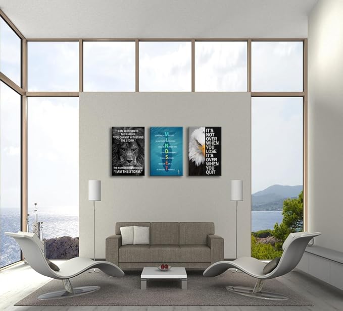 Lion Inspirational Canvas Wall Art Animal Motivational Picture Mindset Poster Painting Modern Inspiring Print Artwork for Home Living Room Gym Office Wall Decor Framed Ready to Hang[72''Wx 36''H]