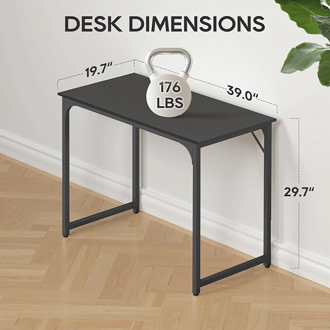 BestOffice Computer Desk,Home Office Desk, Modern Simple Style for Home Office Study Writing (Black, 39 Inch)