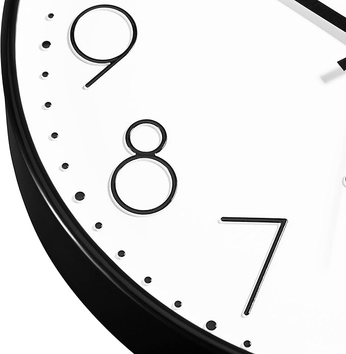 Foxtop 14 Inch Black Wall Clock Large Silent Non-Ticking Battery Operated Round Quartz Modern Wall Clocks Decorative for Living Room Bedroom Home Office