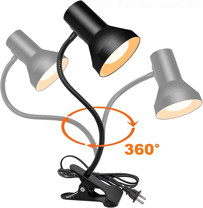 Desk Lamp Eye-Caring Table Lamps, 360°Rotation Gooseneck Clip on Lamp, Portable Reading Book Light, Clamp Light Eye-Caring Study Desk Lamps for Bedroom and Office Home Lighting