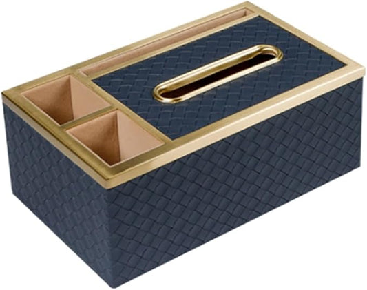 Stylish Tissue Box Rectangular Tissue Box Holder and Modern Leather Tissue Box for Bathroom Bedroom Vanity Night Stands Office Car Home Modern Tissue Box (Color : BlueA) (Blue)