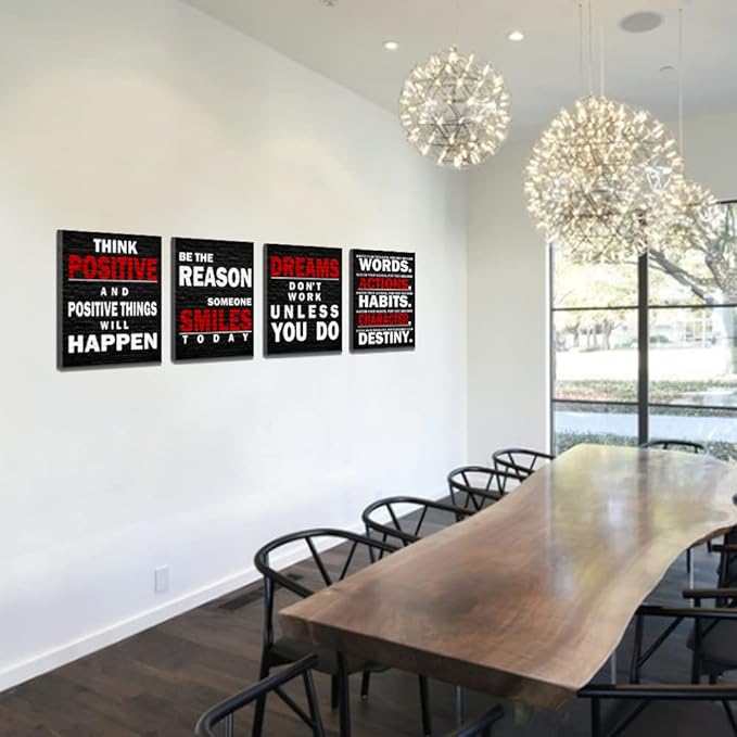 Inspirational Poster Watch Your Thoughts - Large Art Quote for Living Room Bedroom Gym - Black & Red