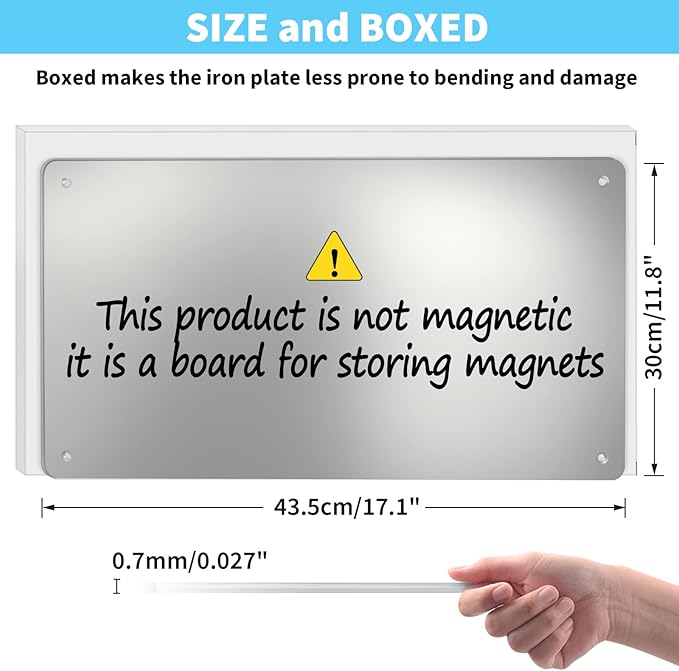 17.7" x 11.8" 2 Pack Stainless Steel Magnetic Board - Magnet Bulletin Board to Display Magnetic Letters Numbers Animal, Poetry, Spice Jars, Notes, Photos, Suitable for Wall, Refrigerator, Cubicle