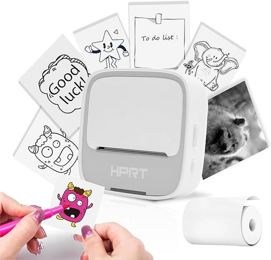 HPRT S1 Bluetooth Thermal Label Printer, Portable Mini Inkless Sticker Maker with 1 Roll Paper, Compatible with iPhone & Android, for Home, School, Office, Travel, Kids. Free App with Templates
