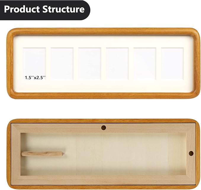 Hans 4"x12" Frames Collage Photo Frame Single Mat with Six 1.5x2.5 Openings and Satin Solid Frame Horizontal or Vertical(6 Openings)