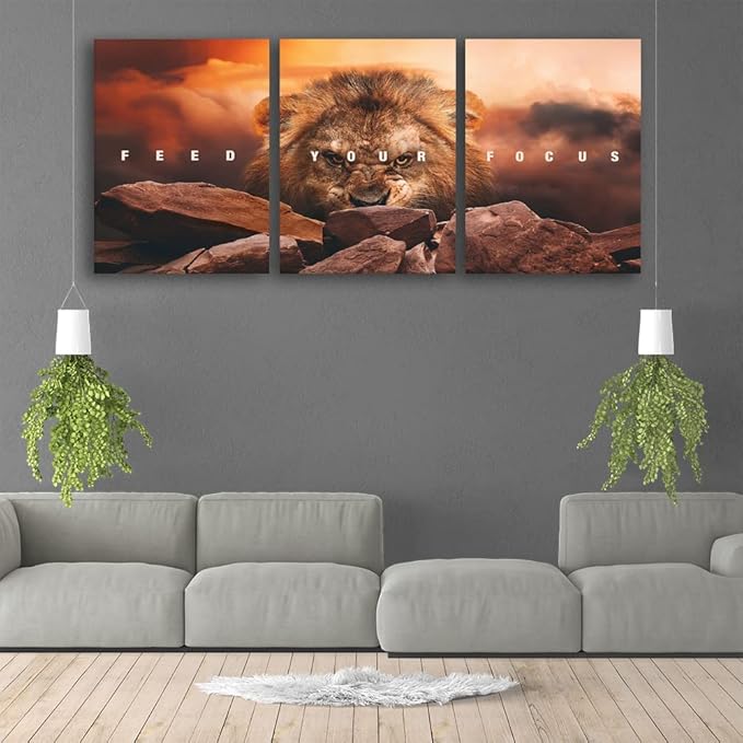 Inspirational Canvas Wall Art 3 Panels Motivational Canvas Wall Painting Hustle Quotes Poster Office Poster Painting Prints Picture Wall Decor for Home Living Room Bedroom Decor Framed Ready to Hang