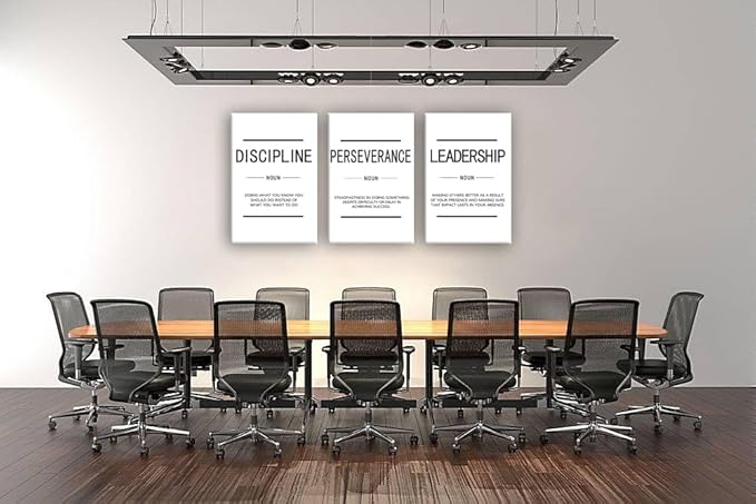 Inspirational Canvas Wall Art Painting Office Decor Posters Prints Inspiring Discipline Perseverance Leadership Noun Motivational Picture for Wall Art Decor Home Framed Ready to Hang[72''Wx 36''H]