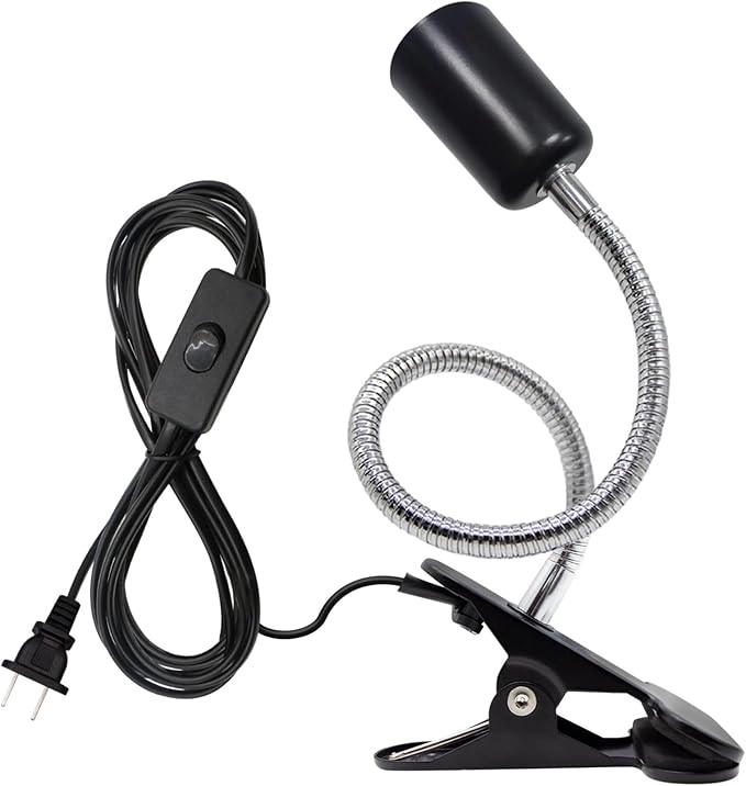 Clip Lamp Holder Adjustable Switch Clip Light Flexible Clip lamp Holder Clip Desk Lamp Socket Adjustable Light Stand Clamp Lamp Base Light Socket Gooseneck for Bedroom Lighting