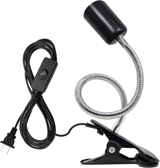 Clip Lamp Holder Adjustable Switch Clip Light Flexible Clip lamp Holder Clip Desk Lamp Socket Adjustable Light Stand Clamp Lamp Base Light Socket Gooseneck for Bedroom Lighting