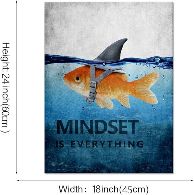Yatsen Bridge Inspirational Canvas Wall Art Goldfish Shark Picture Cute Animal Poster Painting Modern Inspiring Print Artwork Wooden Decor for Living Room Office Home Framed Ready to Hang (18x24 in)