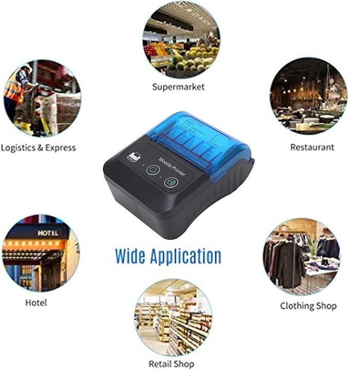 Portable Home Printer for Travel, 2 Inch Thermal Bluetooth Printer, Android OS Compatible, 203Dpi 80MM/S 58MM Width, for Home/Office/Business/Travel