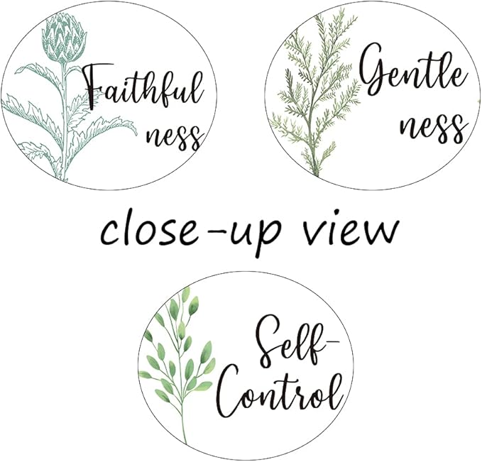 3 Piece Inspirational Wall Art, White Plant Background Picture, Quote "Faithfulness Gentleness Self-control" Canvas Print for Home Decor, Stretched And Framed Artwork for School Wall Decor(36"Wx18" H)