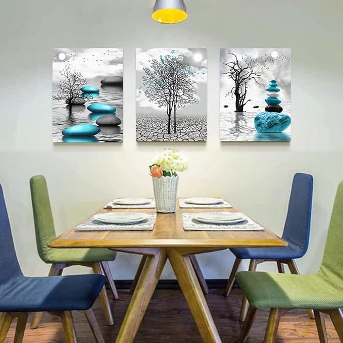 Lapremoly Wall Decor For Living Room Canvas Wall Art For Bedroom Office Decoration Black And White Wall Paintings Inspirational Abstract Blue Pictures Canvas Prints Frame Artwork Home Decor 16x24