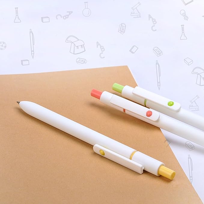 MengRan Gel Ink Pen Set,0.5mm Fine Point Tip,Quick Drying Ink, Kwaii Pretty Cute Pens Gifts for Girls (5 Pcs University-Black Ink)
