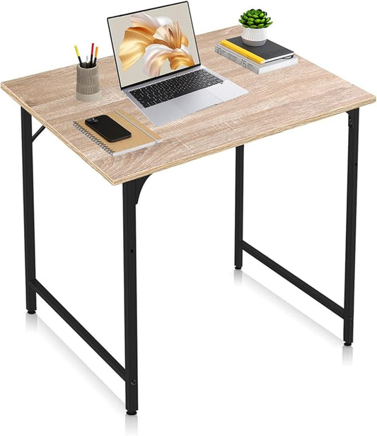 Computer Desk, 32 Inch Office Desk with Metal Frame, Home Office Desk, Modern Simple Style for Small Space Home Office, Living Room, Bedroom, Nature