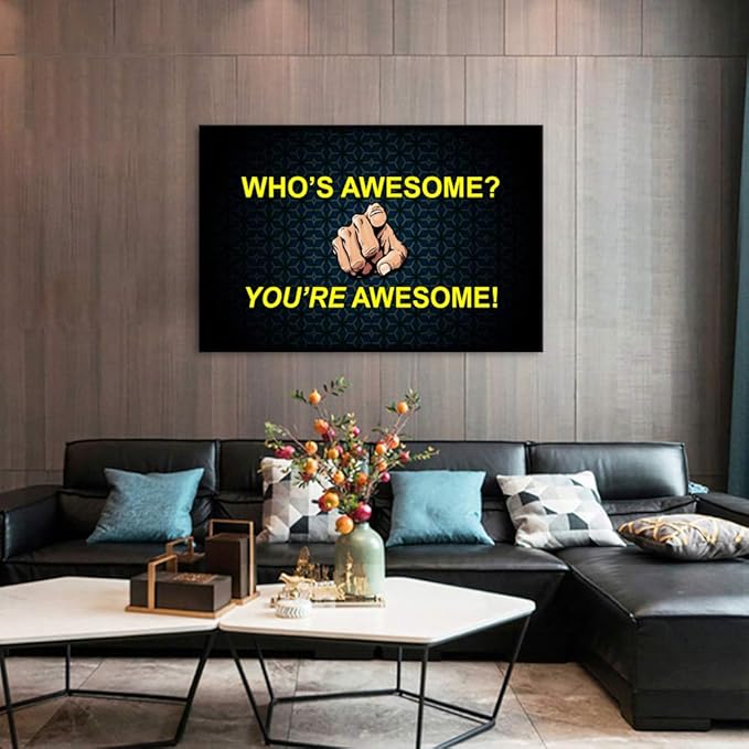 Yatsen Bridge Modern Motivational Point You Wall Art Entrepreneur Quote You’re Awesome Canvas Inspiring Positive Poster Frame Artwork Easy to Hang for Living Room Office Decor - 24''H x 36''W