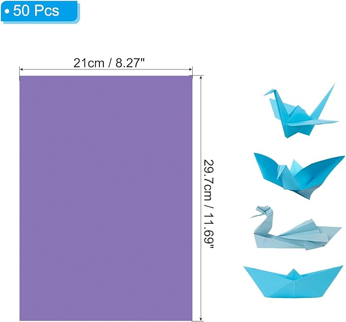 PATIKIL Dark Purple Colored Copy Paper, 50 Sheets 11.7x8.3" A4 19lb/70gsm Double Sided Colorful Print Paper Bulk Sheet DIY Craft Art Projects Supplies for Printer Origami