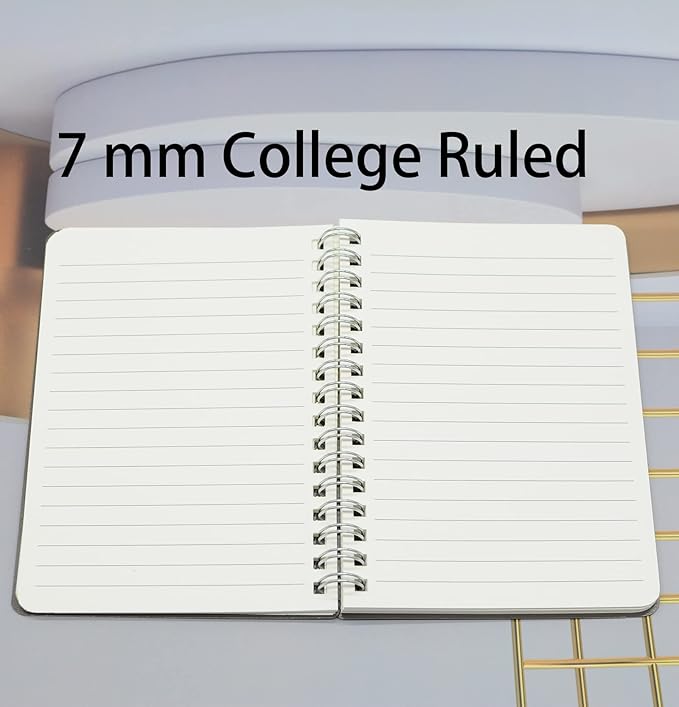 Yansanido Spiral Notebook, 8 Pcs 4 Color A6 Size Thick Plastic Hardcover 7mm College Ruled Paper 80 Sheets (160 Pages) Journal for School and Office Supplies (8 Pcs A6)