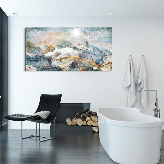 DZRWUBHS Abstract Canvas Wall Art for Living Room and Bedroom - Large Decorations for Office - Mountain Painting Framed Pictures - Farmhouse Home Decor Artwork 20"X40"