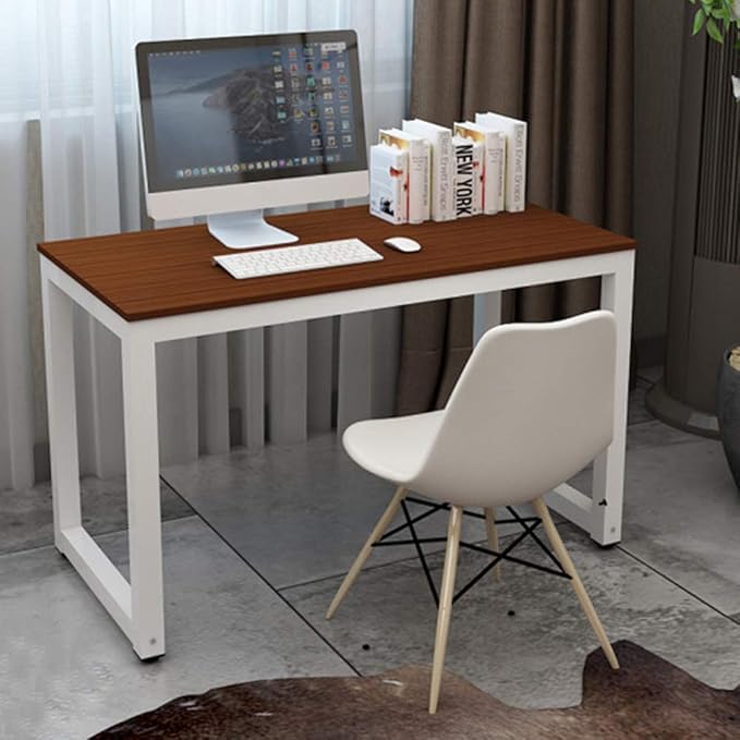 Computer Desk, 43-inch Wooden Work Desk PC Laptop Desk Game Writing Table Study Room Workstation Home Office Furniture (Teak)