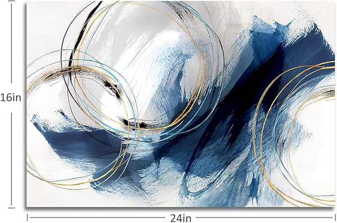 Wall Art Canvas Abstract Art Paintings Blue Fantasy Colorful Graffiti on White Background Modern Artwork Decor for Living Room Bedroom Kitchen 24x16in