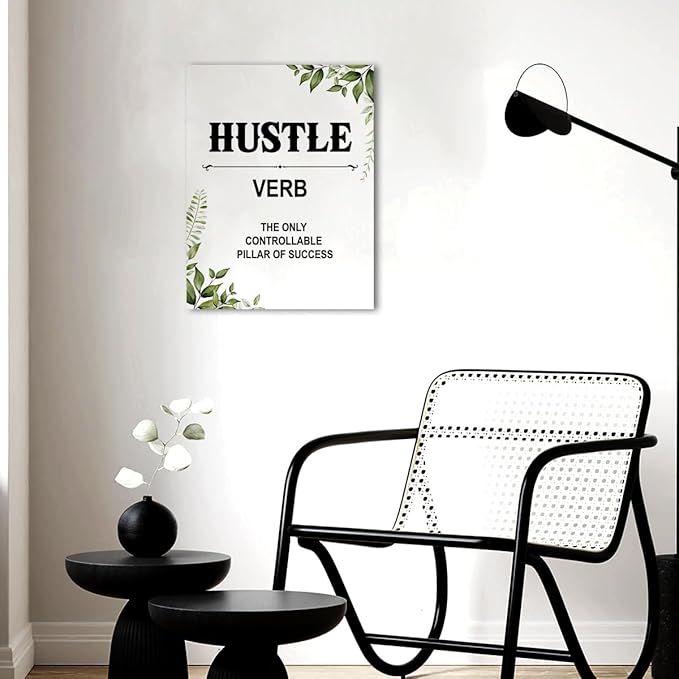 Gwisml Hustle Definition Wall Decor,Inspirational Quotes Canvas Frame Paintings For Office Home Workplace Wall Art Decor