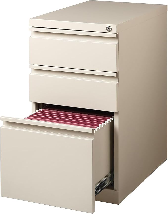STAPLES Mobile Pedestal File Cabinet with Wheels, 3-Drawer, Putty