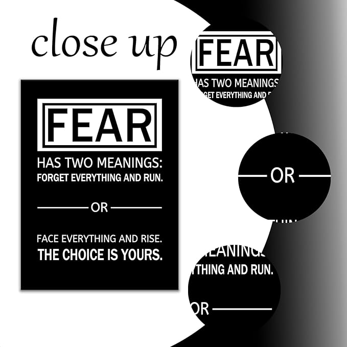 Fear Has Two Meanings Motivational Canvas Wall Art Large Poster Print Inspirational Black Background Quotes Picture Painting Artwork for Living Room School Office Stretched and Framed [30''Wx 40''H]