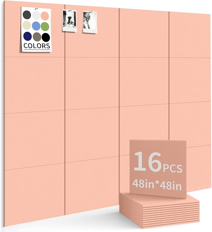 Large Bulletin Board 48"x 48" Cork Boards for Walls, 12 Pack Felt Wall Panels Photo Board, Cork Board for Office Home Pin Board