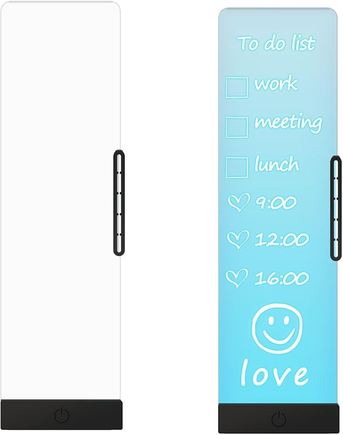 LED Memo Board with Sticky Note Holder, Office Supplies, Monitor Memo Board, Clear Acrylic Computer Monitor Organizer, Work from Home Essentials, Multifunction Workspace Accessories (Black-L)