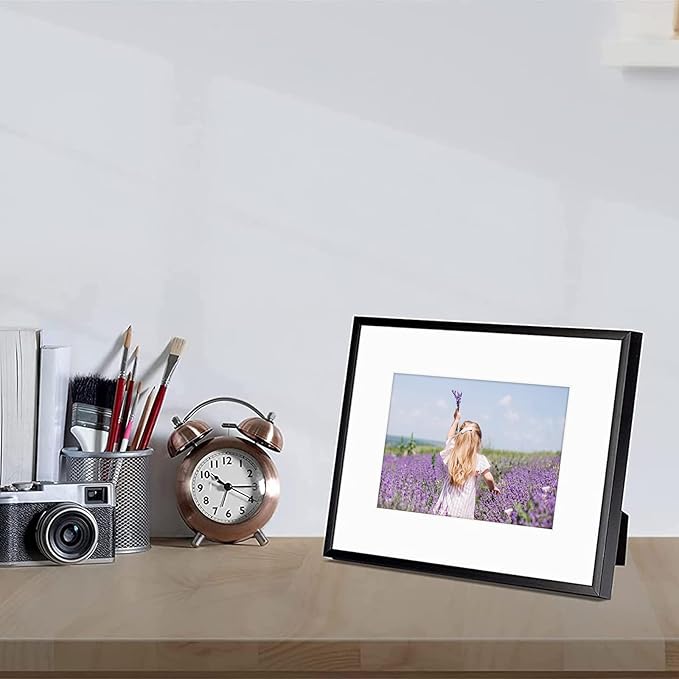 Golden State Art, Gallery Wall Frame Set of 6 - Black 8x10 Aluminum Photo Frames with Mat for 5x7 Pictures - 8 x 10 inch Metal Frame with Real Glass Cover - Elegant Home or Office Decor