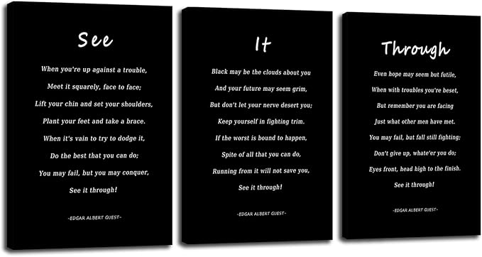 WYJDFART Inspirational Wall Art See It Through Poem Motivational Wall Decor Positive Quotes 3-Piece Canvas Prints Poster for Office Bedroom and Living Room Ready to Hang [48''Wx 24''H]