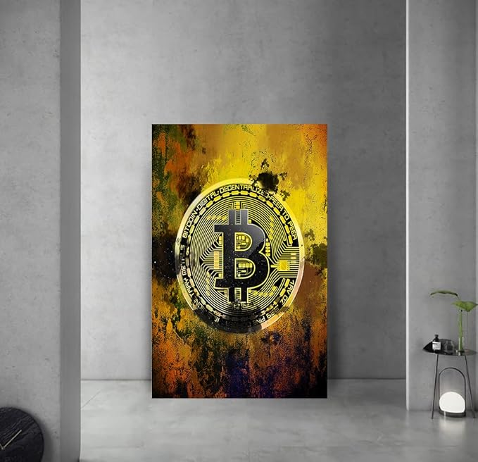 Bitcoin Canvas Wall Art Motivational Hodl Crypto Btc Posters Modern House Inspiration Office Decor Motivation Inspire Cryptocurrency Trader Hodler Inspirational Prints Artwork Decorations(28"Wx44"H)