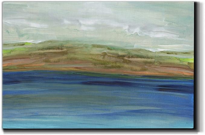 Landscape Wall Art Premium Gallery Wrapped Canvas Abstract Ocean Forest Modern Artwork Decoration for Living Room Kitchen Bathroom Office, Ready to Hang