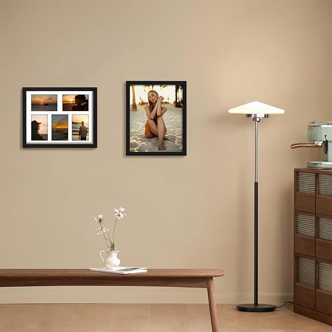 11x14 Collage Picture Frame, Displays 5Pcs 4x6 Photos with Mat or 1Pcs 11by14 Picture without Mat for Wall Hanging, Picture Frames Collage Wall Decor, 1 Pack
