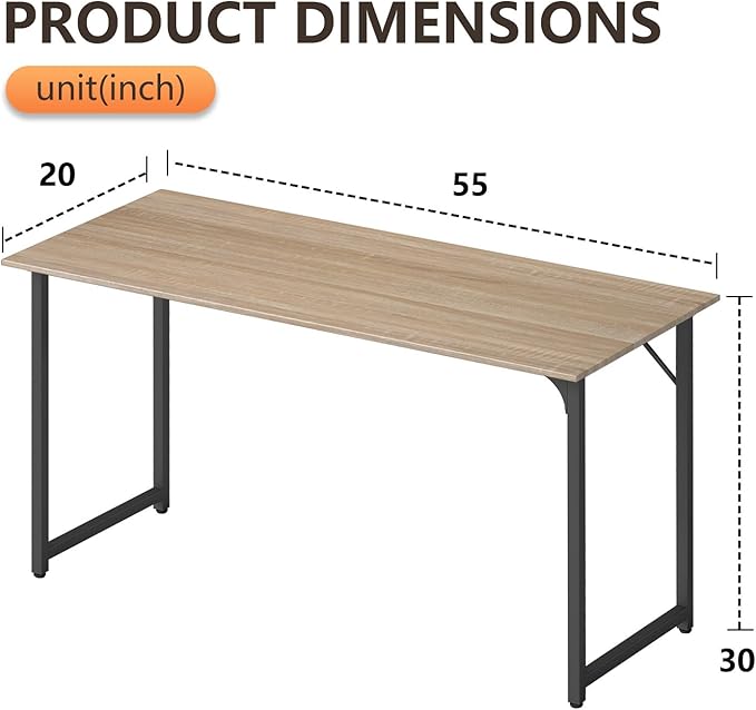BestOffice Computer Desk,Home Office Desk, Modern Simple Style for Home Office Study Writing (Nature, 55 Inch)