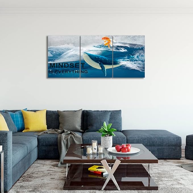 Yetaryy Office Canvas Wall Art 3 Pieces Ocean Decor Inspirational Painting Prints Poster Wall Decor Motivation Canvas Wall Decoration for Living Room Bedroom Home Kitchen Office 72''W x 36''H