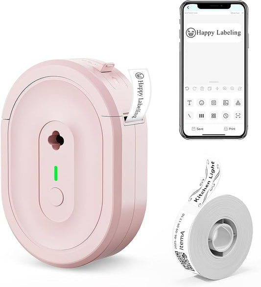 N12 Label Maker Machine with Tape, Mini Bluetooth Label Printer, Small Labeler Portable Thermal Label Makers Multiple Templates for Home School Office Kitchen