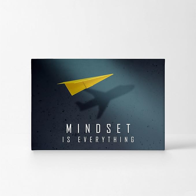 Smile Art Design Mindset is Everything Paper Plane Motivational Wall Art Canvas Print Inspirational Wall Art Entrepreneur Quote Office Living Room Decor Gift Ready to Hang 30x40