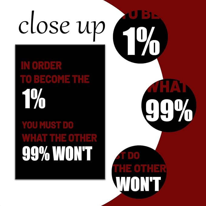 Motivational Positive Office Entrepreneur Quotes Inspirational Success Posters Canvas Print In Order To Become The 1% Picture Decor Artwork for Living Room Office Classroom Wall Decor [24''Wx36''H]