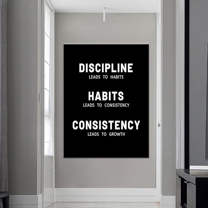 Inspirational Canvas Wall Art Discipline Consistency Quotes Motivational Wall Decor for Office Positive Poster Print Artwork for Modern Home Living Room Gym Wall Decor Ready to Hang [30''Wx 40''H]