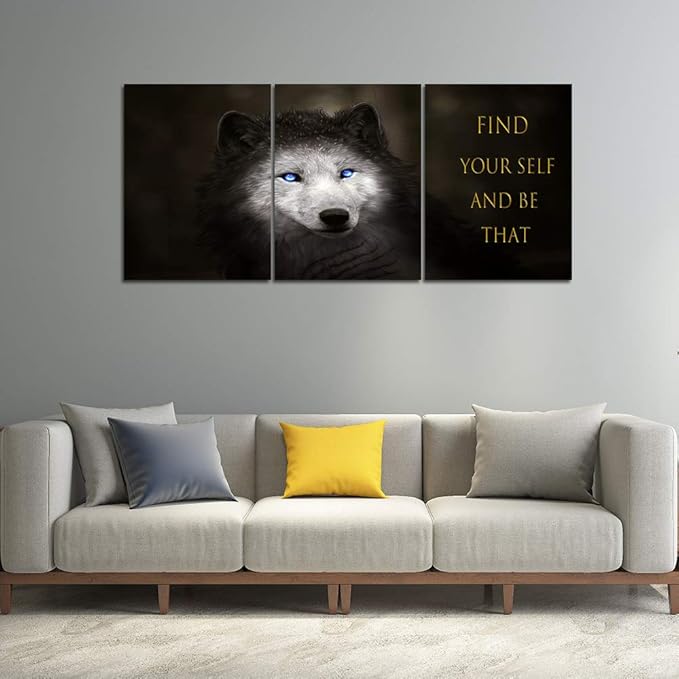 Yetaryy Wolf Canvas Quotes Wall Art Inspirational Entrepreneur Motivational Attitude Posters and Prints Inspirational Home Decor Decals Wall Painting Morden Animal Poster Wall Decor - 72" W x 36" H