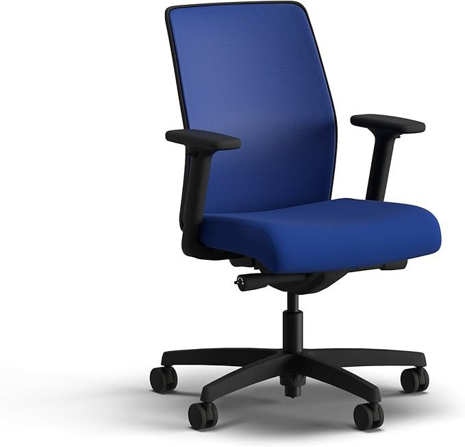 HON Ignition 2.0 Low Back Task Chair, Spectrum Mesh, Advanced Synchro-Tilt Control, Office Chair with Lumbar Support, Height and Width Adjustable Arms, Black Frame, Cobalt