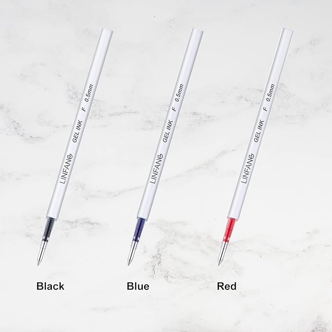 Blue Gel Pens Refills, 12 Pack Retractable Ink Pens, Fine Point 0.5mm Tip Smooth Writing Quick Dry Pens for Journaling Writing School Office Supplies (12 Blue)